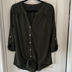 Fortune + Ivy Button-Down Olive Green Top